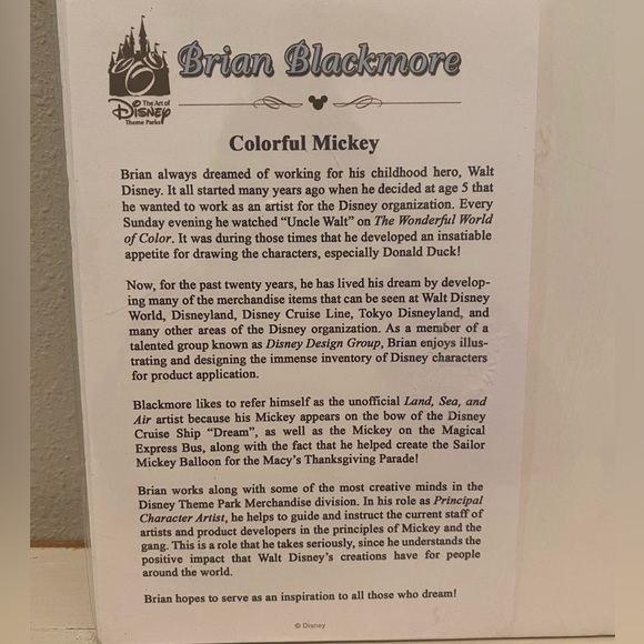 Disney Parks Colorful Mickey Print Wall Art by Brian Blackmore 
New - Picture 5 of 6